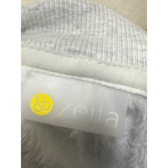 Zella Amazing Cozy Wrap Cowl Funnel Jacket Fleece Fuzzy Lined Size XL Gray White - Picture 3 of 10